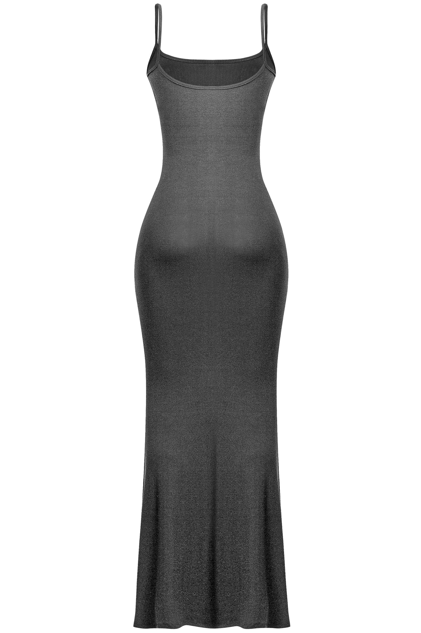 Sleeveless Ribbed Maxi Dress: Cami Straps, Stretchy, Mermaid Fit